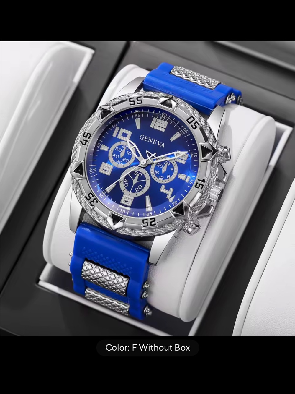 Geneva Blue and Silver Men's Sport Chronograph Watch